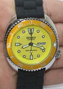 Seiko Diver 150M Yellow Dial 17J Rare Retro Sport 6309 Automatic Wrist Watch