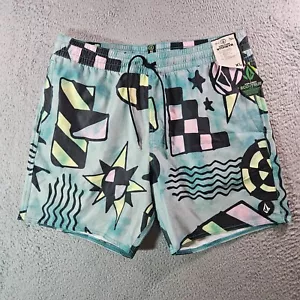 NWT Volcom Stoneys Board Shorts Swim Trunks Men XL Geometric Green Black - Picture 1 of 12