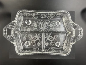 Vintage New Martinsville Viking Elegant Etched PRELUDE 13" Divided Relish Tray - Picture 1 of 16