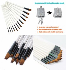BeeChamp 12pcs Synthetic Nylon Hair Hard Wood Handle Angled Brush Set