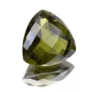 3.96ct MOLDAVITE tektite faceted loose gem TRILLION 11MM #CM636 - Picture 1 of 2