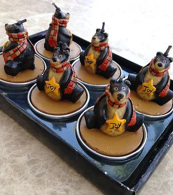 NUEVO CUMPLEAÑOS NAVIDAD VACACIONES ALEGRÍA FELIZ OSO TÉ VELAS LUZ CONJUNTO DE 6 Foto 1 de 4