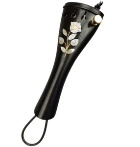 Cordal de violín de ébano con afinador fino intestino, incrustación perla flor violín pieza de cola - Imagen 1 de 6
