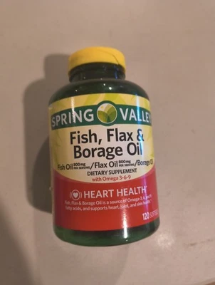 Cracked Lid Sealed Spring Valley Fish Flax & Borage Oil Dietary Supplement 12/25 - Image 1 of 4