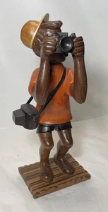 RARE Vintage Romer Italy Hand Carved Wooden Tourist Photographer Statue Figurine - Picture 1 of 12