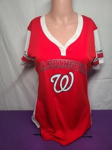MLB Genuine Merch Washington Nationals Women V-Neck Dri-Fit Baseball Shirt Sz M - Picture 1 of 6