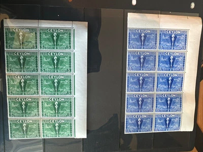 SELLOS - CEILÁN 1952 COLOMBO PLAN EXPOSICIÓN - JUEGO DE 2 - NE BLOQUE DE 10 UM. Foto 1 de 3