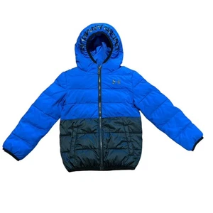 Under Armour Youth Size 7 Blue and Black Hooded Puffer Coat Full Zip - Picture 1 of 9