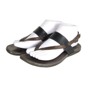 Chaco Women's Maya II US7 Black Brown Leather Thong Slingback  Strappy Sandals  - Picture 1 of 20