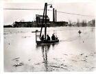 LD294 1949 Original Photo MEN IN MOTORBOAT Northampton Town Line Flooded Mill
