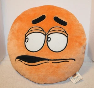 M&M's World Orange Pillow Round Candy Fuzzy Plush 15" M&M Emoji Face - Picture 1 of 10