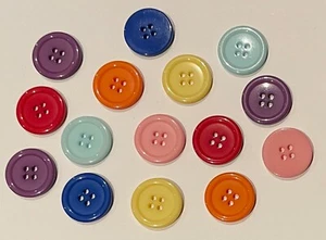 10 Mixed Colour Buttons 22mm Resin Round Side 4 Hole B36-4 Aussie Seller - Picture 1 of 4