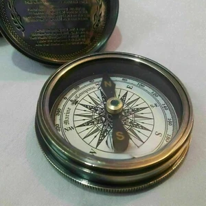 Vintage Nautical Brass Stanley London 1885 Compass With Leather Box Gift Item - Picture 1 of 5
