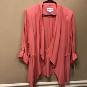 Chaqueta para mujer Calvin Klein Flyaway cintura ceñida abierta coral para mujer talla L nueva con etiquetas - Imagen 1 de 7