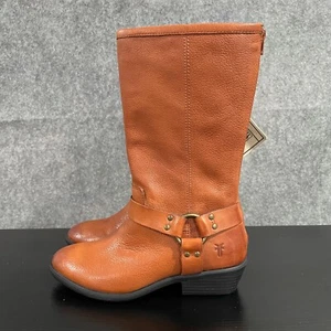 Frye Phillip Boot Youth 2.5 Harness Tall Brown Pebbled Leather Boots 3497064 - Picture 1 of 15