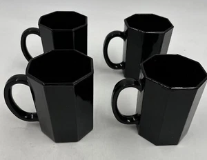 Vintage ARCOROC France OCTIME Black Mugs, set of 4 Discontinued - Picture 1 of 11