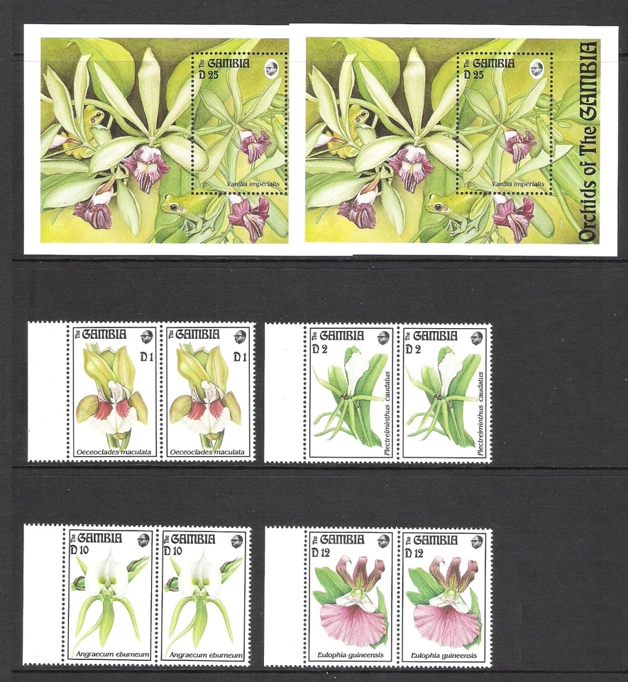 GAMBIA 1994 ORQUÍDEAS/FLORES PARES Y M/S (MNH) Foto 1 de 1