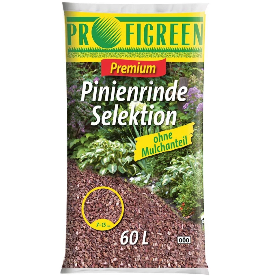 PROFIGREEN Pinienrinde Pinienmulch Rindenmulch Pinie Mulch Natur Rinde Fein 7-15 mm 60 l