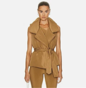 Norma Kamali Sleeveless Sleeping Bag Vest Woods Brown Belted XS/S NWT $275 - Picture 1 of 5