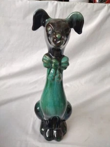 Blue Mountain Pottery Tall Bow Tie Dog Green Vintage 1970s Canada RARE - Picture 1 of 7