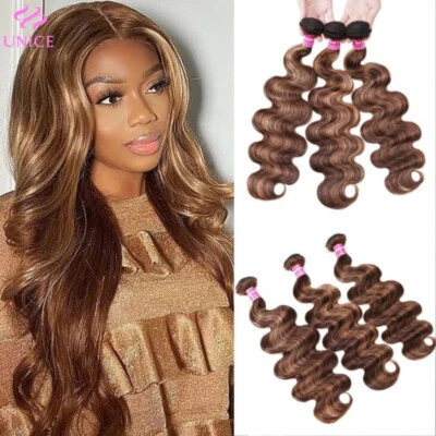UNice Cambodian Ombre Blonde Body Wave Bundles Human Hair Weaves Extensions Weft - Image 1 of 4