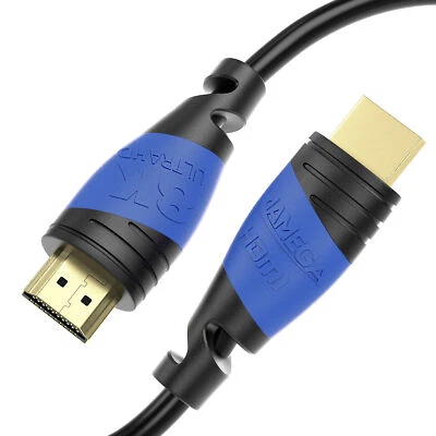 JAMEGA GMBH 8K HDMI Kabel 2.1 HighSpeed 48Gbit/s eARC UHD HDTV HDR10+ PS5 Schwarz/Blau, 4m