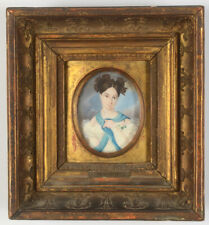 August Prinzhofer(1817-1885)"Woman in Biedermeier dress",fine miniature,ca.1835 