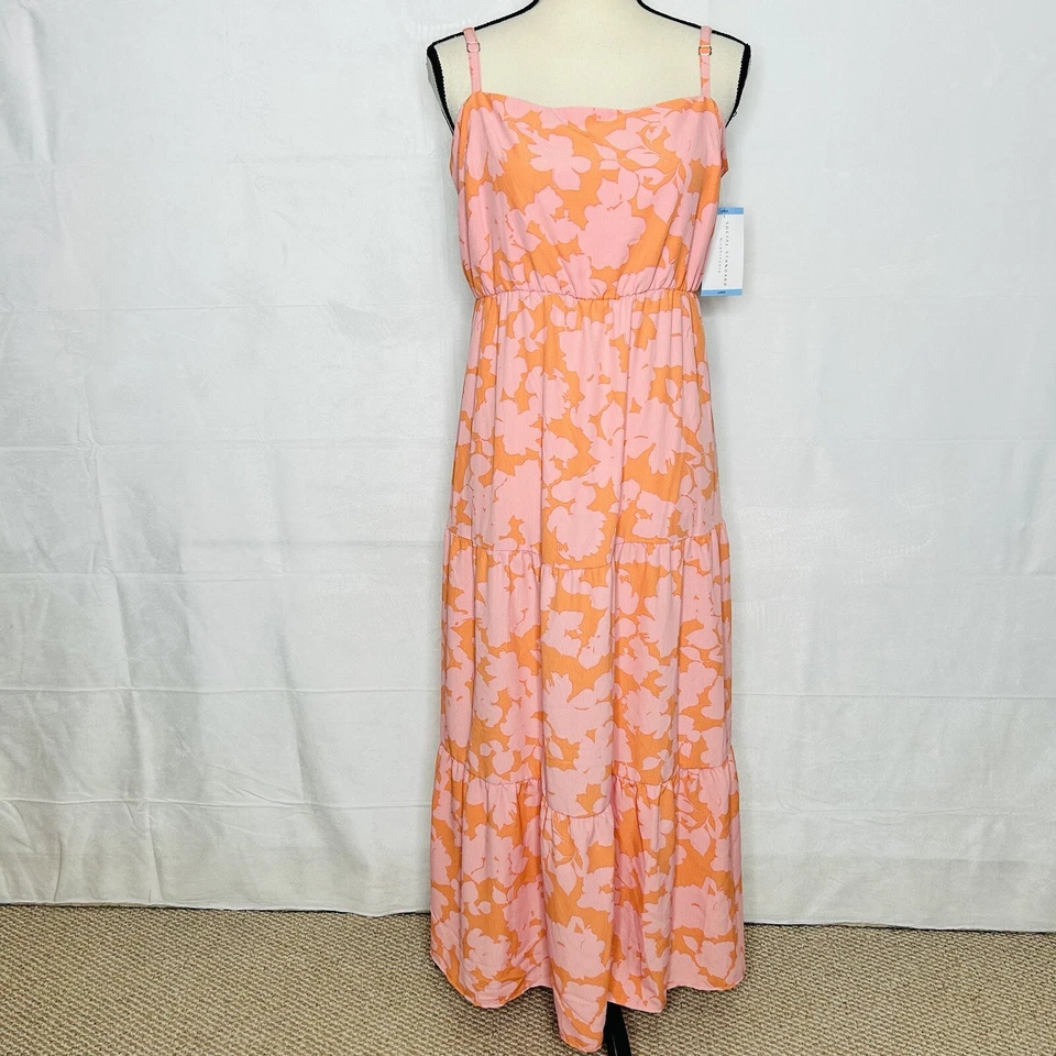 Social Standard by Sanctuary Ladies Smocked Back Dress Size Large Melon Floral