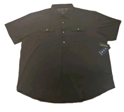 Kenneth Cole Slim Fit Mens 4X Button Down Black Short Sleeve Dress Shirt NWT - Image 1 of 4