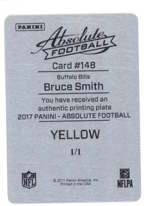 2017 PANINI PLAYOFF ABSOLUTE BRUCE SMITH PRINTING PLATE 1/1 BILLS - Picture 1 of 2