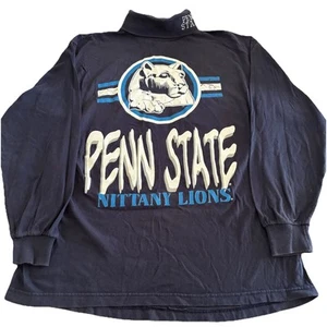 Vintage 90s Penn State Nittany Lions Turtleneck Long Sleeve Shirt Medium Rare - Picture 1 of 11