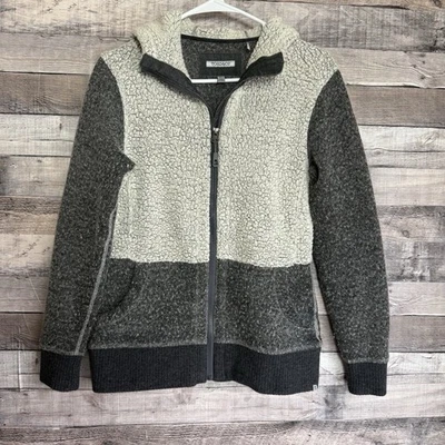 Moletom com capuz Toad & Co feminino tamanho XS Wildwood Sherpa cinza zíper completo bolsos mistura de lã - Imagem 1 de 4