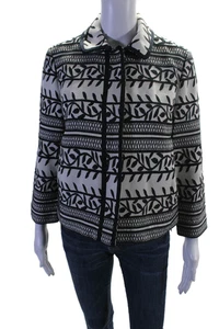 Tory Burch Women's Collared Long Sleeves Embroidered Jacket Black Size 8 - Picture 1 of 6