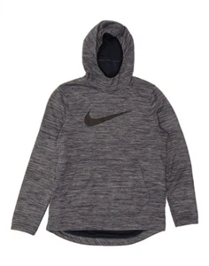 NIKE Mens Dri Fit Graphic Hoodie Jumper Large Grey Striped Polyester DL24 - Picture 1 of 3