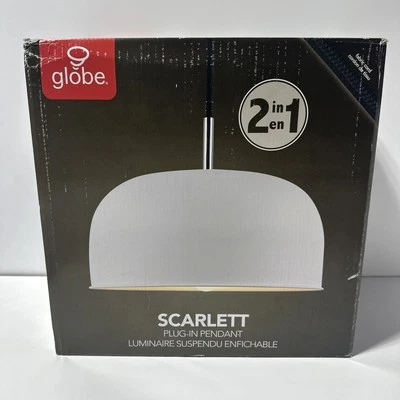Globe Scarlett 1-Luz Blanco Mate Enchufable o Alambre Colgante Luz 15’ Cable Foto 1 de 4