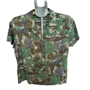 Vintage Kahala woman's size Medium Hawaiian Shirt Bottom Up V Neck - Picture 1 of 7