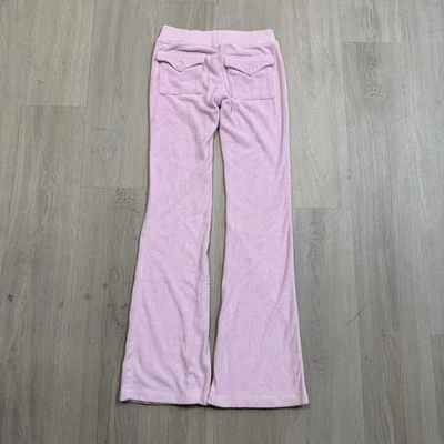 Frankie B Pants Womens 4 Pink Velour Stretch Low Rise Flare Vintage Sweatpants - Image 1 of 4