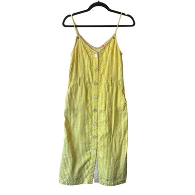 Ted Baker London сарафан размер 1 маленький желтый в полоску льняной хлопок вискоза - Изображение 1 из 4