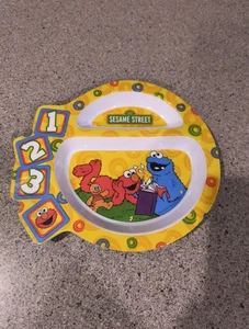 2007 The First Years Sesame Street 123 Divided Plate Elmo & Cookie 7" - Picture 1 of 6