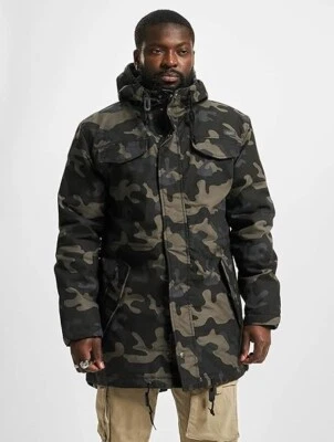 Brandit Marsh Lake Teddy Fur Fishtail Parka Coat Dark Camouflage Size 3XL - Image 1 of 4