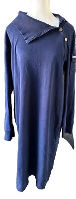 Women's Lauren Ralph Lauren LRL Blue Sweater Knit Dress Sz 2X Logo Button READ - Image 1 of 4