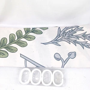 Shower Curtain and 12 Rings Green Leaf Pattern 72 inch Floral New - Picture 1 of 2