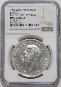 GREAT BRITAIN 1935 CROWN KING GEORGE V NGC UNC-DETAILS SILVER WORLD COIN 🌈⭐🌈