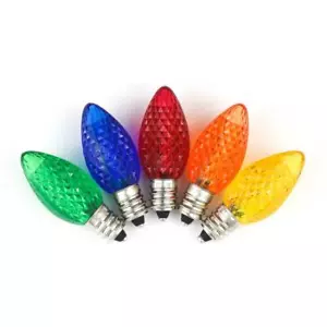 25 C7 Multi-Color LED Faceted Christmas Light Bulbs LED Retro Fit Dimmable - Picture 1 of 9