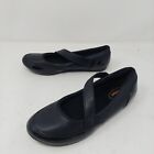 SafeTStep Black Lexi Mary Janes Faux Leather Oil Slip Resistant Flats Size 7