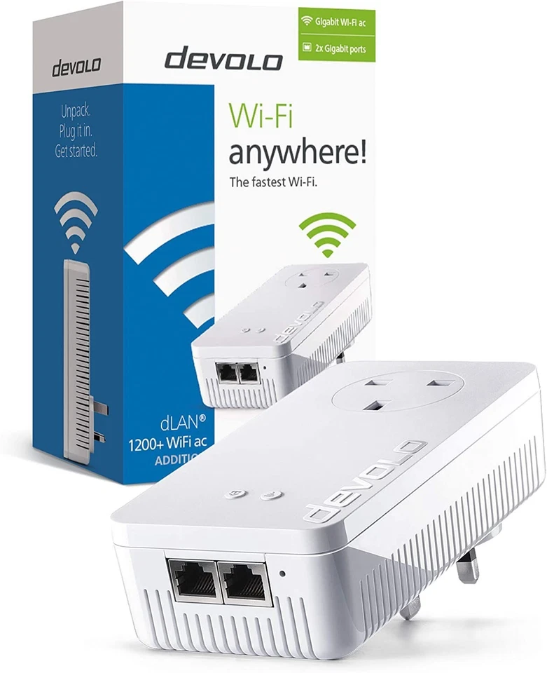 Devolo dLan 1200+  WIFI  Einzeladapter 1200 Mbit/s Steckdose  Powerlan LAN - Bild 1 von 2