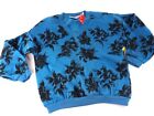 Women's Pull Over Sweat Shirt with V-Neck and Black Leaf Print size Large NWT