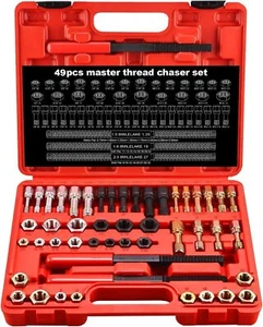 49Pcs Thread Chaser Set Metric SAE Thread Repair Restorer Tool Rethreading Kit - Picture 1 of 9