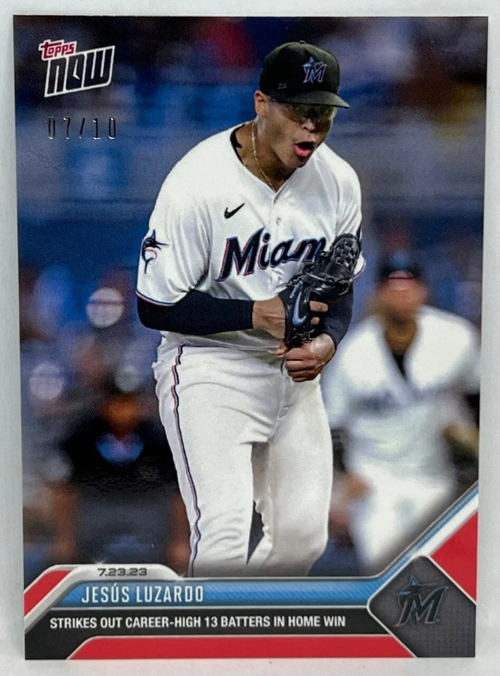 2023 Topps Now #606 Jesus Luzardo Miami Marlins RED Parallel 07/10 - Image 1 of 1