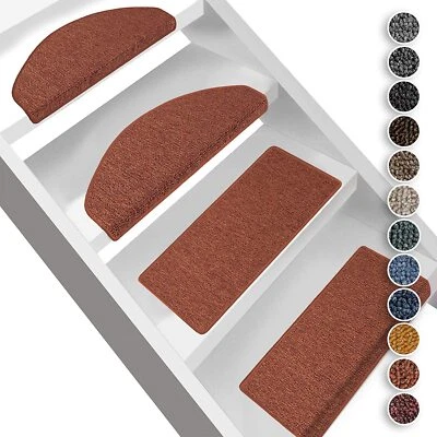 Stufenmatten Treppenschoner London Treppenmatten 15er  SET Halbrund Groß - Bild 1 von 4